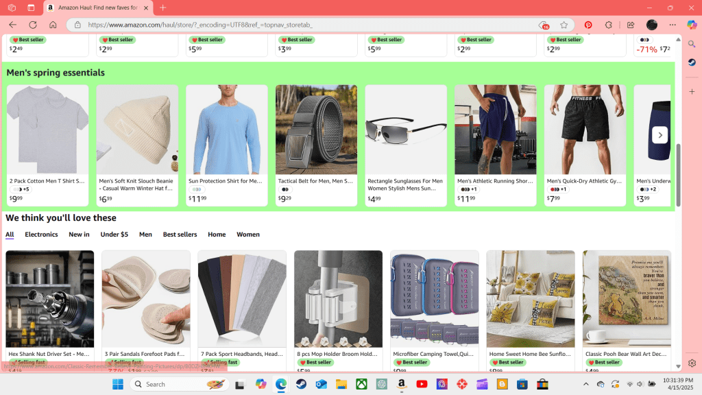 Amazon Haul Men's Spring Essentials 2025
