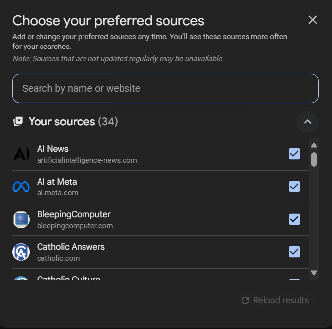 Google choose your preferred sources.