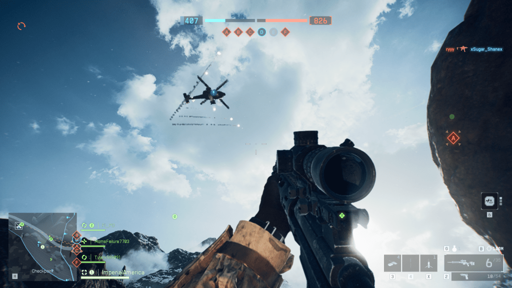 Battlefield 6 Helicopter firing flares on Liberation Peak in Tajikistan.