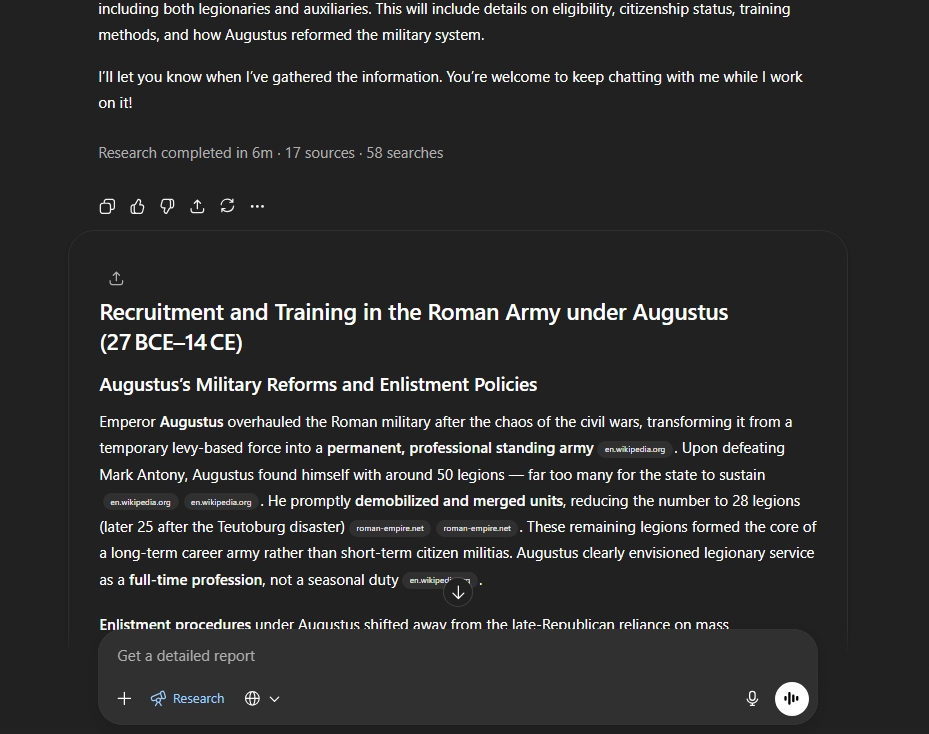 ChatGPT Deep Research Sources and reports