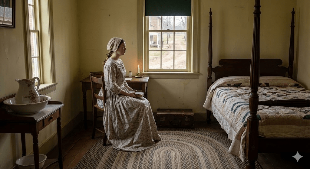 Middle Class young woman in Martinsburg in 1840 era.