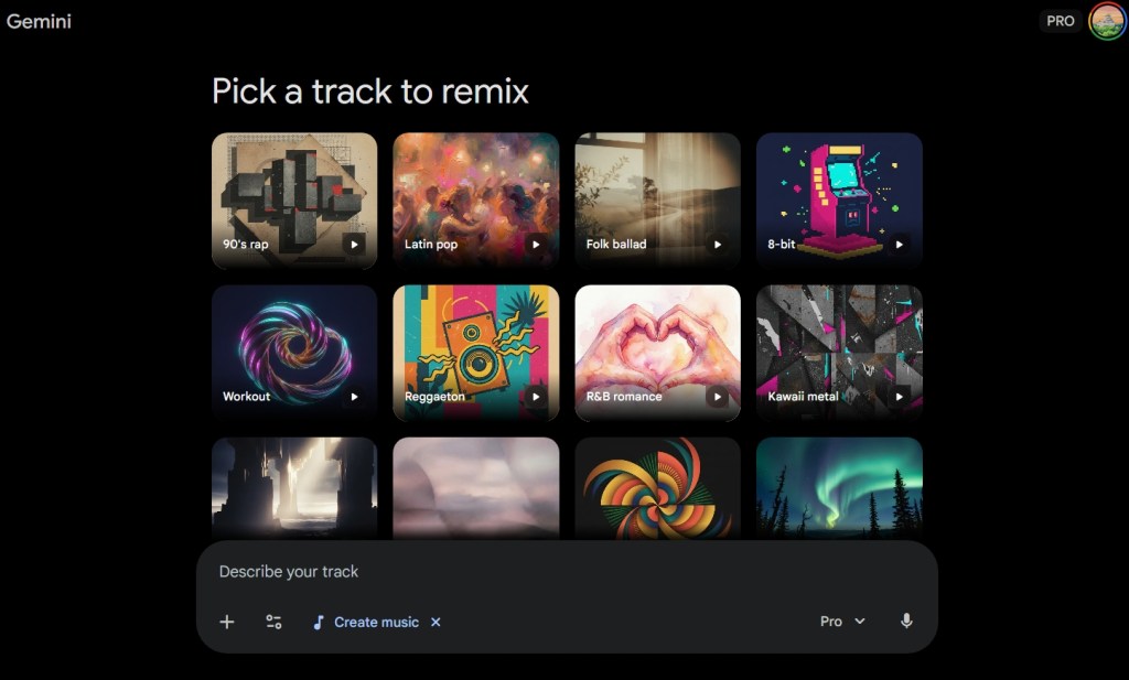 Google Gemini Music Remix Interface